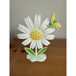 Vintage MCM Daisy and Bee Metal Pierced Earrings Holder Revere USA